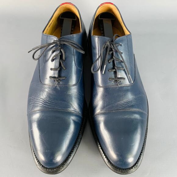 BALLY Size 10 Navy Leather Oxford Lace-Up Shoes main image 4